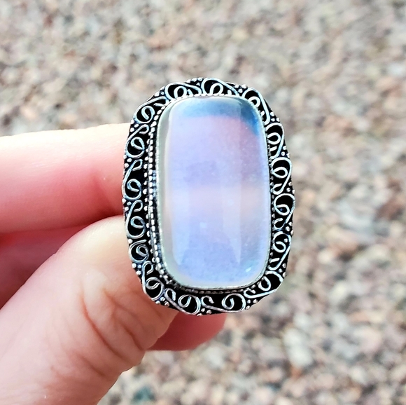 New Dichroic Glass 925 Silver Ring - Picture 6 of 14